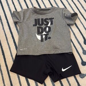 Nike Gray 'Just Do It' Shirt and Black Shorts Set